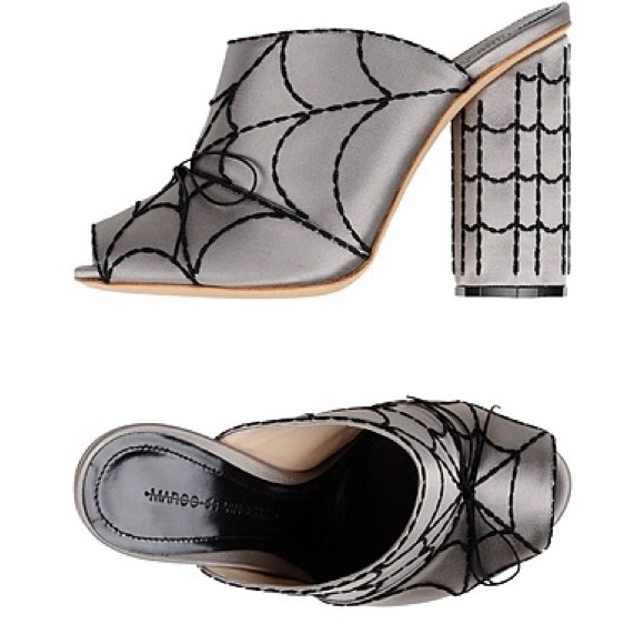 Marco De Vincenzo Spider's web-embroidered Satin Mules Shoes - Picture 2 of 13